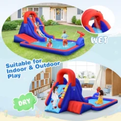 Costway Inflatable Water Slide Park W/ Climb Slide Pool & 2 Swim Rings Blower Excluded -Kiddie Kingdom Store GUEST 3c2976f3 de94 450b 92e3 83f56655bdd8