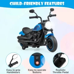 Costway 6V Kids Electric Motorcycle With Training Wheels LED Headlights Music Board Blue/Pink/Red -Kiddie Kingdom Store GUEST 3ec5f29e 5554 40e0 bdaf 063b38318b89