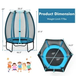 Costway 4ft Kids Trampoline Recreational Bounce Jumper W/Enclosure Net Outdoor Indoor -Kiddie Kingdom Store GUEST 3ec850cd 85c9 4a68 804d acef404f59a0