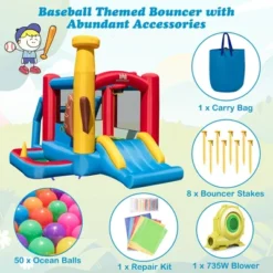 Costway Baseball Themed Jumping House Kids Bouncy Castle W/ 50 Ocean Balls & 735W Blower -Kiddie Kingdom Store GUEST 3effec37 88a8 4d54 abfc 9888e03f3ec2