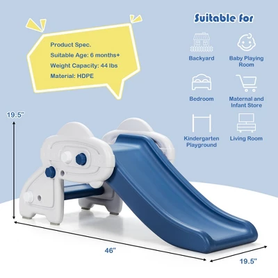 Costway Baby Slide Indoor First Play Climber Slide Set For Boys Girls Blue/Gray 3 Costway Baby Slide Indoor First Play Climber Slide Set For Boys Girls Blue/Gray