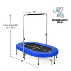 Costway Foldable Trampoline Double Mini Kids Fitness Rebounder W/ Adjustable Handle RedBlue -Kiddie Kingdom Store GUEST 4002f631 0c7f 4cd5 86f7 152d6769644d