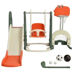 Costway 6 In 1 Toddler Slide And Swing Set Climber Playset W/ Ball Games WhiteOrange -Kiddie Kingdom Store GUEST 402dade6 4abb 494b 9dff ad8508bba510