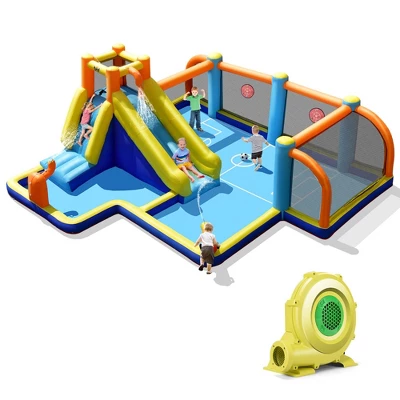 Costway Giant Soccer-Themed Inflatable Water Slide Bouncer Splash Pool With/without 735W Blower 12 Costway Giant Soccer-Themed Inflatable Water Slide Bouncer Splash Pool With/without 735W Blower - Image 10