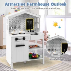 Costway Kids Farmhouse Kitchen Play Set Wooden Pretend Toy With Storage & Accessories -Kiddie Kingdom Store GUEST 4139e4da 623e 4824 a0b6 76c34e8a9485