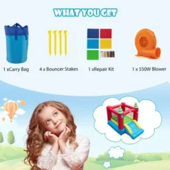 Costway Inflatable Bounce Castle Kids Jumping Bouncer Indoor Outdoor With 550W Blower -Kiddie Kingdom Store GUEST 42c04ed3 ee37 4873 bf66 0698a18eeef9