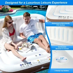 Costway Floating Island Inflatable Swimming Pool Float Lounge Raft With Canopy SPF50+ Retractable Detachable Sunshade With Two Cup Holders White -Kiddie Kingdom Store GUEST 435423bf e344 41c4 a7be df932c9e4d3f