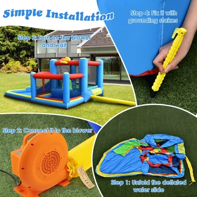 Costway Inflatable Kids Water Slide Outdoor Indoor Slide Bounce Castle With 550W Blower 9 Costway Inflatable Kids Water Slide Outdoor Indoor Slide Bounce Castle With 550W Blower - Image 7