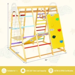 Costway 8-in-1 Jungle Gym Playset, Wooden Climber Play Set With Monkey Bars Colorful/Natural 15 Costway 8-in-1 Jungle Gym Playset, Wooden Climber Play Set With Monkey Bars Colorful/Natural -Kiddie Kingdom Store GUEST 43c1c1e2 2d56 4a35 9f32 bcdb45467f09