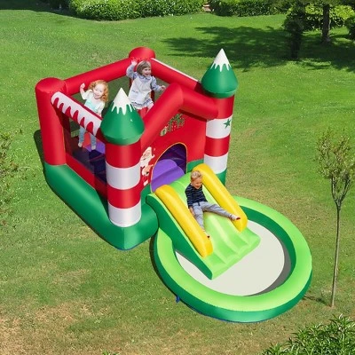 Costway Inflatable Bounce House Kids Christmas W/ Slide & Trampoline & Pool Without Blower 4 Costway Inflatable Bounce House Kids Christmas W/ Slide & Trampoline & Pool Without Blower - Image 2
