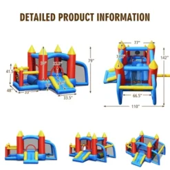 Costway Inflatable Bounce House Slide Jumping Castle Soccer Goal Ball Pit Without Blower