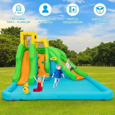 Inflatable Water Park Bounce House Two-Slide Bouncer W/Climbing Wall&480W Blower 7 Inflatable Water Park Bounce House Two-Slide Bouncer W/Climbing Wall&480W Blower - Image 5