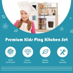 Costway Wooden Kids Pretend Kitchen Playset Cooking Play Toy W/ Utensils & Sound -Kiddie Kingdom Store GUEST 45ab60f5 05fb 4eb4 8446 06fabcf1adff
