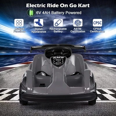 Costway 6V Electric Go Kart For Kids Electric Ride On Car W/ 2.4G Remote Control W/Soft Start Sound And Music Function 9 Costway 6V Electric Go Kart For Kids Electric Ride On Car W/ 2.4G Remote Control W/Soft Start Sound And Music Function - Image 7