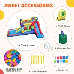 Costway Mutifunctional Kids Infalatable Bounce Castle With 50 Ocean Balls & 735W Blower -Kiddie Kingdom Store GUEST 4615e742 f2bc 412a 9dca a0a2716c57ba