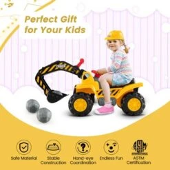 Costway Kids Toddler Ride On Excavator Digger Truck Scooter Seat Storage W/Sound&Helmet -Kiddie Kingdom Store GUEST 4745fcfe 9307 4f93 b0fa 3c9dea92f1ab