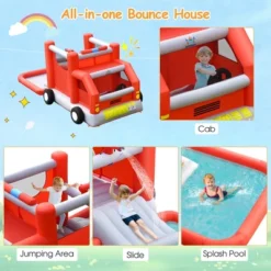 Costway Fire Truck Themed Inflatable Castle Water Park Kids Bounce House Blower Excluded -Kiddie Kingdom Store GUEST 476a4384 3472 4ea8 aa18 b98c42ec8a84