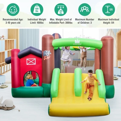 Costway Farm Themed Inflatable Castle Kids Bounce House W/ Double Slides 10 Costway Farm Themed Inflatable Castle Kids Bounce House W/ Double Slides - Image 8