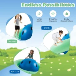 Costway 7.5 FT Inflatable Dome Rocker Bouncer With 6 Handles Fun Outdoor Game For Kids Green/Pink -Kiddie Kingdom Store GUEST 4b72209e 4f95 48bd be58 d349e0658aa8