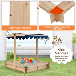 Costway Kids Wooden Sandbox With Height Adjustable & Rotatable Canopy Outdoor Playset 16 Costway Kids Wooden Sandbox With Height Adjustable & Rotatable Canopy Outdoor Playset -Kiddie Kingdom Store GUEST 4bb811b0 40a0 4d30 b123 87e0065747b8