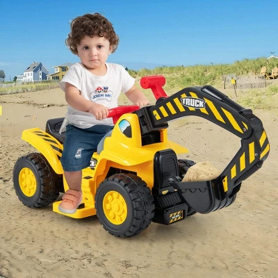 Costway 6V Electric Kids Ride On Excavator Pretend Play Toy Tractor W/ Basketball Hoop 3 Costway 6V Electric Kids Ride On Excavator Pretend Play Toy Tractor W/ Basketball Hoop