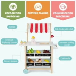 Costway Kids Ice Cream Cart Wooden Toddler Farmers Market Stand W/ Chalkboard & Storage -Kiddie Kingdom Store GUEST 4d8dcc5f e8fd 4550 b0ac d0c77cd89edf