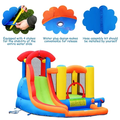 Costway Inflatable Bounce House Water Slide W/ Climbing Wall Splash Pool Water Cannon 6 Costway Inflatable Bounce House Water Slide W/ Climbing Wall Splash Pool Water Cannon - Image 4