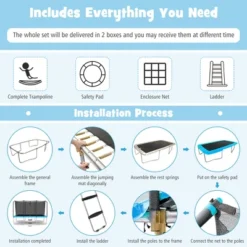 Costway 8 X 14 FT Rectangular Recreational Trampoline W/ Safety Enclosure Net Ladder Outdoor -Kiddie Kingdom Store GUEST 513d2691 ee2c 41d6 b0ab f50390411db6