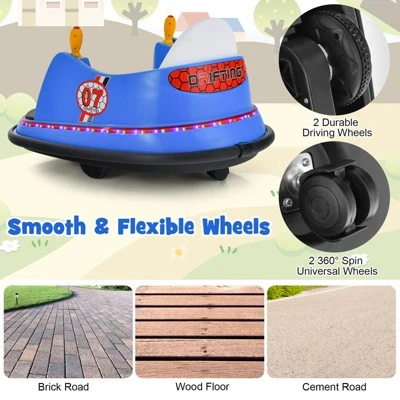 Costway 12V Vehicle 360° Spin Race Toy Kids Ride On Bumper Car W/ Remote Control Purple/Blue/Red/Pink 4 Costway 12V Vehicle 360° Spin Race Toy Kids Ride On Bumper Car W/ Remote Control Purple/Blue/Red/Pink - Image 2