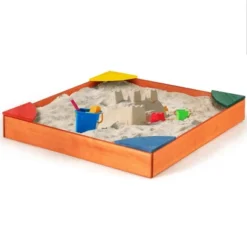Costway Kids Wooden Backyard Sandbox W/ Built-in Corner Seating Kid's Outdoor Furniture -Kiddie Kingdom Store GUEST 524ab19d b8d4 4b2a b050 073a1d233c44
