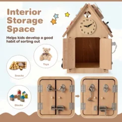 Costway Wooden Busy House Montessori Toy With Sensory Games & Interior Storage Space 15 Costway Wooden Busy House Montessori Toy With Sensory Games & Interior Storage Space -Kiddie Kingdom Store GUEST 533d5f06 ff2a 4e6b b891 db15d1efde05