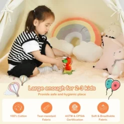 Costway Kids Canvas Play Tent Foldable Playhouse Toys For Indoor Outdoor -Kiddie Kingdom Store GUEST 534f6981 54c2 4ee0 8cbf b866d31bf44c