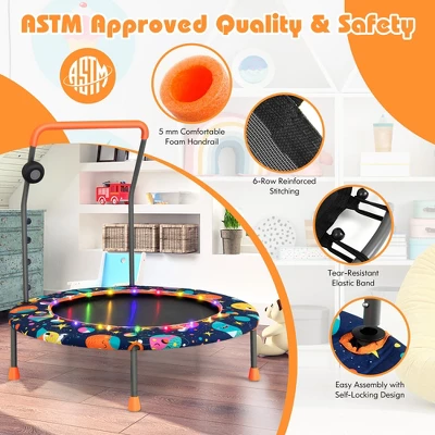 Costway 36'' Mini Toddler Trampoline W/LED Bluetooth Speaker Detachable Handle Kids Gifts 4 Costway 36'' Mini Toddler Trampoline W/LED Bluetooth Speaker Detachable Handle Kids Gifts - Image 2