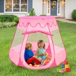 Costway Kid Outdoor Indoor Princess Play Tent Playhouse Ball Tent Toddler Toys W/ 100 Balls -Kiddie Kingdom Store GUEST 55a87400 8f49 47a5 9808 61d0844e5018