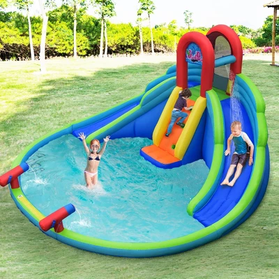Costway Inflatable Bounce House Kids Water Splash Pool Dual Slides Climbing Wall Without Blower 4 Costway Inflatable Bounce House Kids Water Splash Pool Dual Slides Climbing Wall Without Blower - Image 2