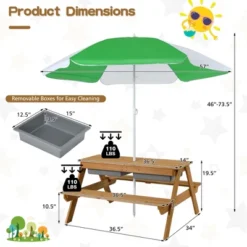 Babyjoy 3-in-1 Kids Picnic Table Outdoor Water Sand Table W/ Umbrella Play Boxes -Kiddie Kingdom Store GUEST 5889401a ef08 4203 ab95 0611bc164fb8