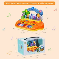 Costway Kids Rainbow Piano Keyboard 8 Keys Music Toy Gift W/ Animal Playground LED Light