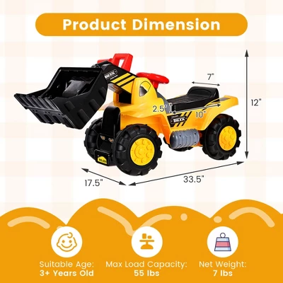 Costway Kids Toddler Ride On Excavator Digger Truck Scooter W/ Sound & Seat Storage Toy 4 Costway Kids Toddler Ride On Excavator Digger Truck Scooter W/ Sound & Seat Storage Toy - Image 2