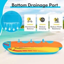 Costway 3-Person Inflatable Banana Boat With Boating & Water Sports 3 EVA-padded Seats -Kiddie Kingdom Store GUEST 5a98c0a4 cf9f 4171 b4fe f729af0a9c95