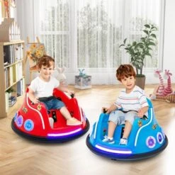 Costway 12V Kids Ride On Bumper Car Remote Control W/ Flashing LED Light & Music
