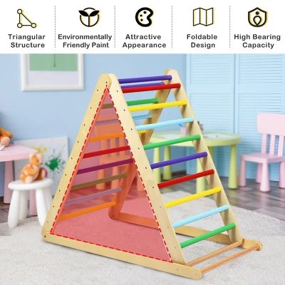 Costway Foldable Wooden Climbing Triangle Indoor Climber W/Ladder For Baby Toddler 5 Costway Foldable Wooden Climbing Triangle Indoor Climber W/Ladder For Baby Toddler - Image 3