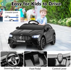 Costway 12V Kids Ride On Car W/Remote Rocking Function Transport Wheels Lights & Music White/Black -Kiddie Kingdom Store GUEST 5d337b76 f088 4a62 84d7 05e70226d462