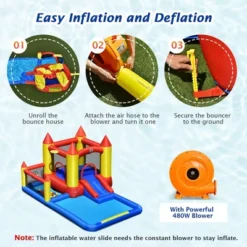 Costway Inflatable Water Slide Castle Kids Bounce House Indoor & Outdoor W/ 480W Blower -Kiddie Kingdom Store GUEST 5d59bae4 b2ac 4bc9 9f1a 827dafc31d46
