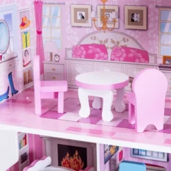 Costway 28'' Pink Dollhouse W/ Furniture Gliding Elevator Rooms 3 Levels Young Girls Toy -Kiddie Kingdom Store GUEST 5f2d2136 5e0e 409e 96e4 6b1f1873c765