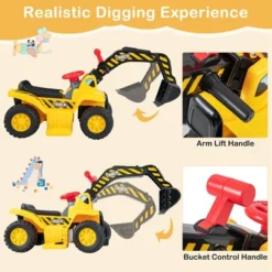 Costway 6V Electric Kids Ride On Excavator Pretend Play Toy Tractor W/ Basketball Hoop 14 Costway 6V Electric Kids Ride On Excavator Pretend Play Toy Tractor W/ Basketball Hoop -Kiddie Kingdom Store GUEST 5f6eea15 ad65 4905 be42 36876d12ff69