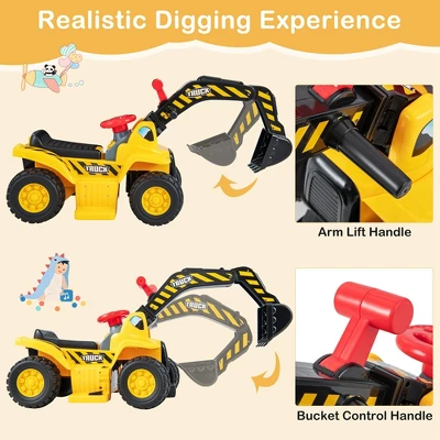 Costway 6V Electric Kids Ride On Excavator Pretend Play Toy Tractor W/ Basketball Hoop 6 Costway 6V Electric Kids Ride On Excavator Pretend Play Toy Tractor W/ Basketball Hoop - Image 4