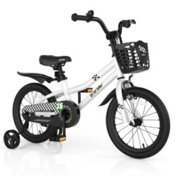 Costway 16'' Kid's Bike With Removable Training Wheels & Basket For 4-7 Years Old White/Blue/Red/Skyblue -Kiddie Kingdom Store GUEST 6099399f 1373 4275 94d9 0d8e78ea7d23