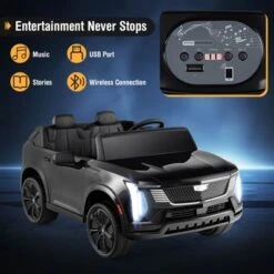 Costway 2 Seater Ride On Truck With Remote Control 3 Speeds LED Lights Horn Music Story Black/Pink/White -Kiddie Kingdom Store GUEST 60f05fc9 9c31 4db0 81ae 7a0b73404c70