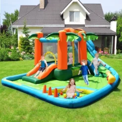 Costway Inflatable Bounce House Kids Water Splash Pool Dual Slide Jumping Castle W/ Bag -Kiddie Kingdom Store GUEST 61645801 7e27 428a aa39 ee7a701635af