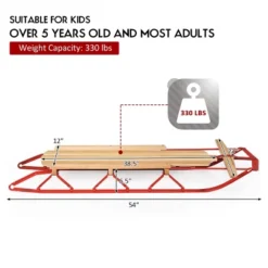 Costway 54''Kids Wooden Snow Sled Runners Steering Bar Steering Snow Slider -Kiddie Kingdom Store GUEST 627ee75c 42f9 4e2a 87f8 b9ca7bc830c5